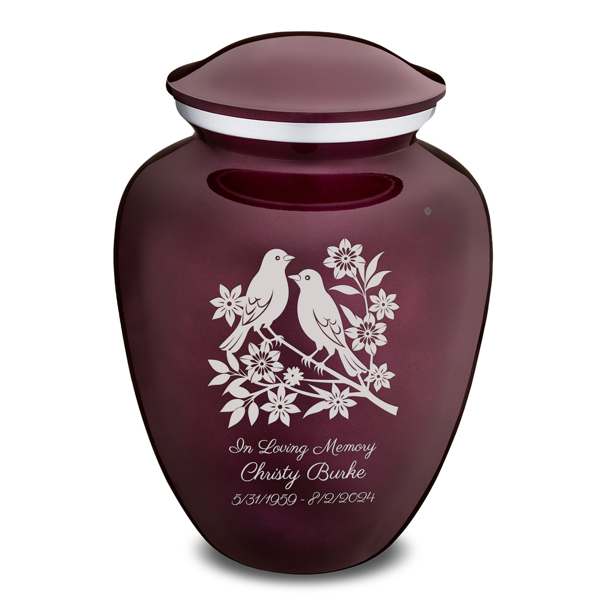 Adult Embrace Cherry Purple Songbirds Cremation Urn