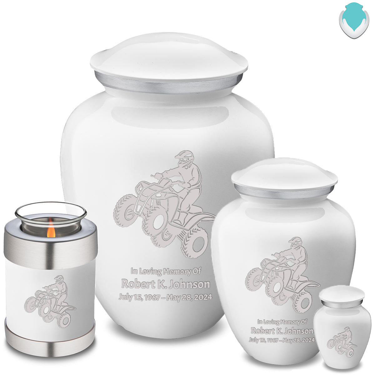 Medium Embrace White ATV Cremation Urn