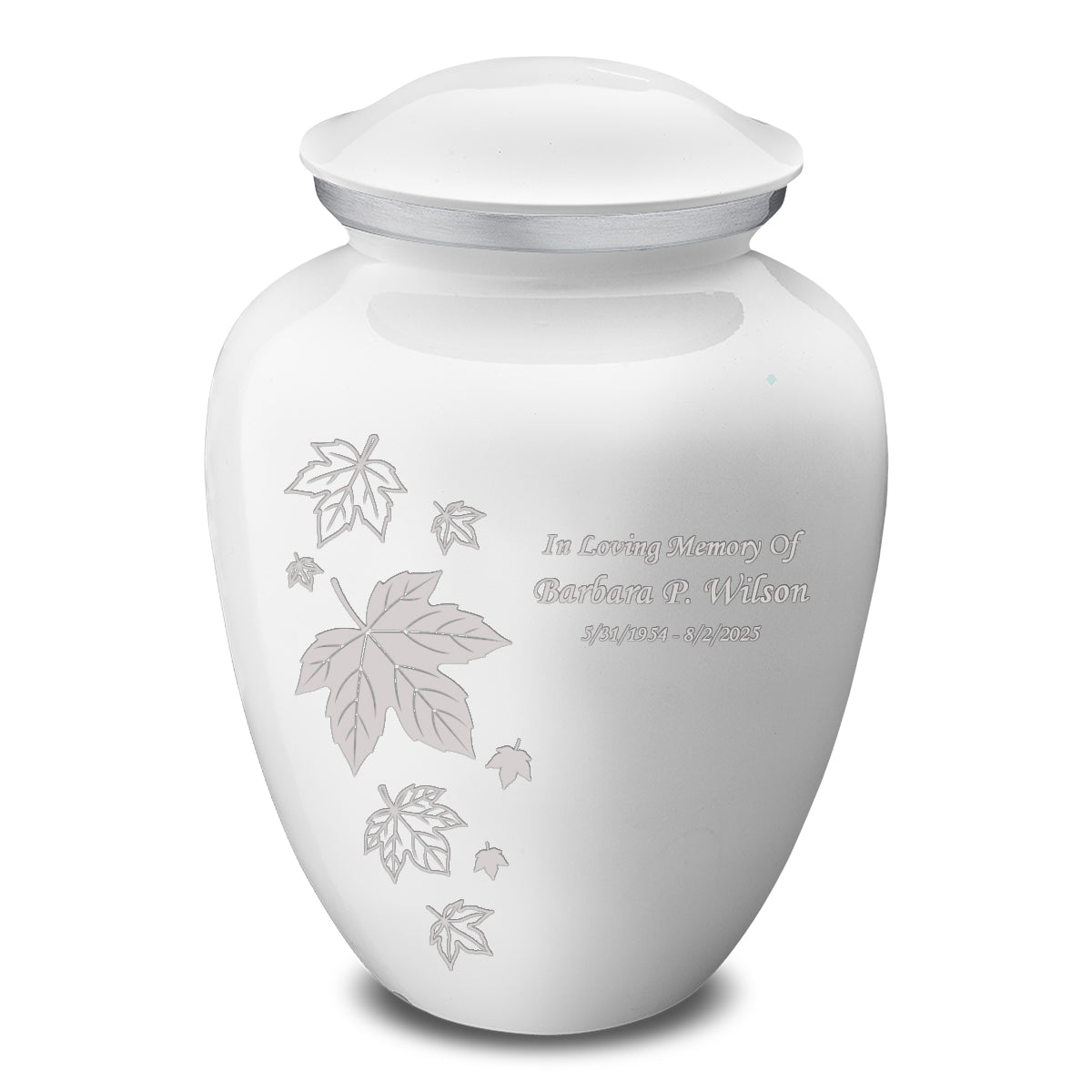 Adult Embrace White Falling Leaves Cremation Urn