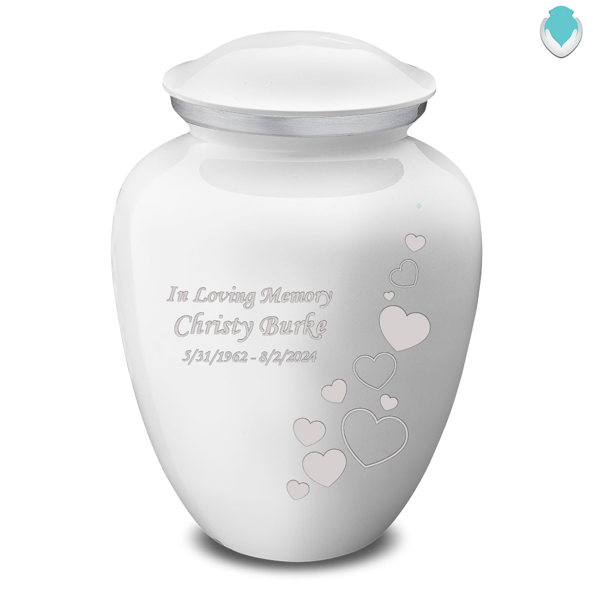 Adult Embrace White Floating Heart Cremation Urn