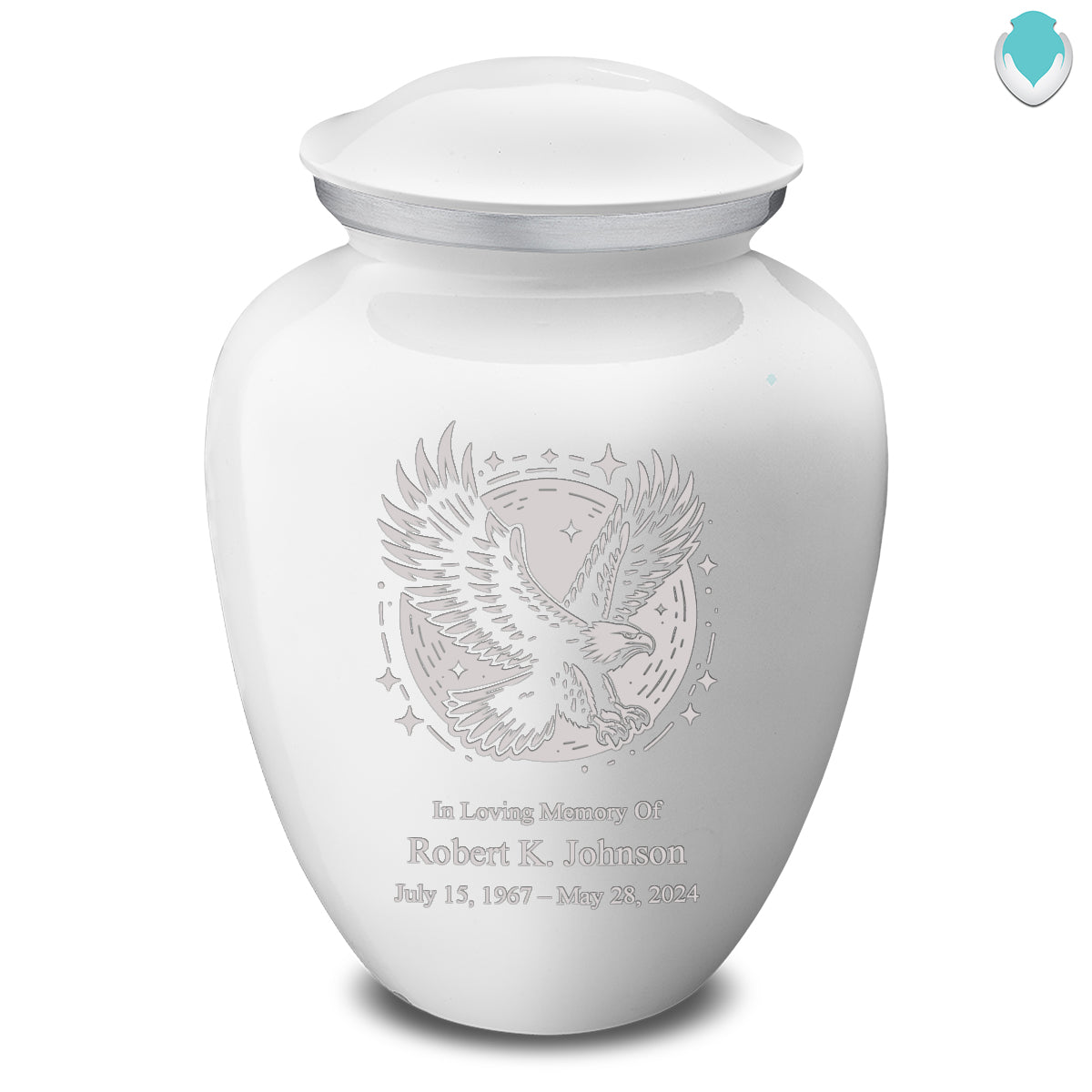 Adult Embrace White Flying Eagle Cremation Urn