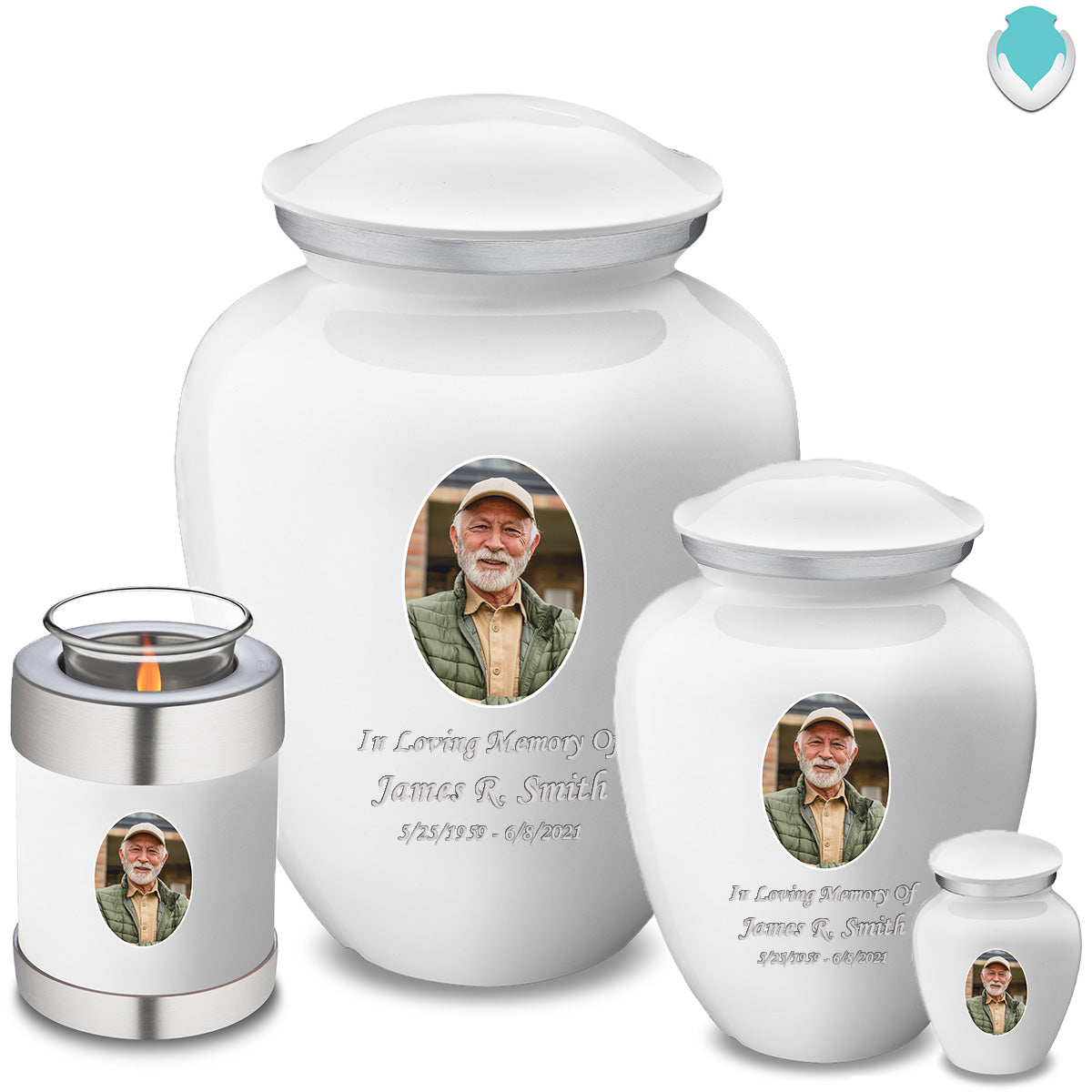 Candle Holder Embrace White Portrait Cremation Urn