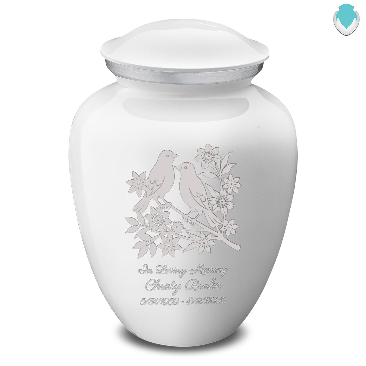 Adult Embrace White Songbirds Cremation Urn