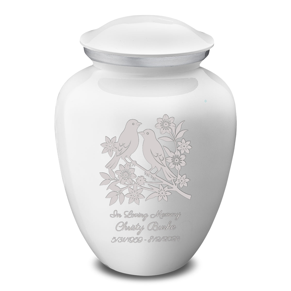 Adult Embrace White Songbirds Cremation Urn