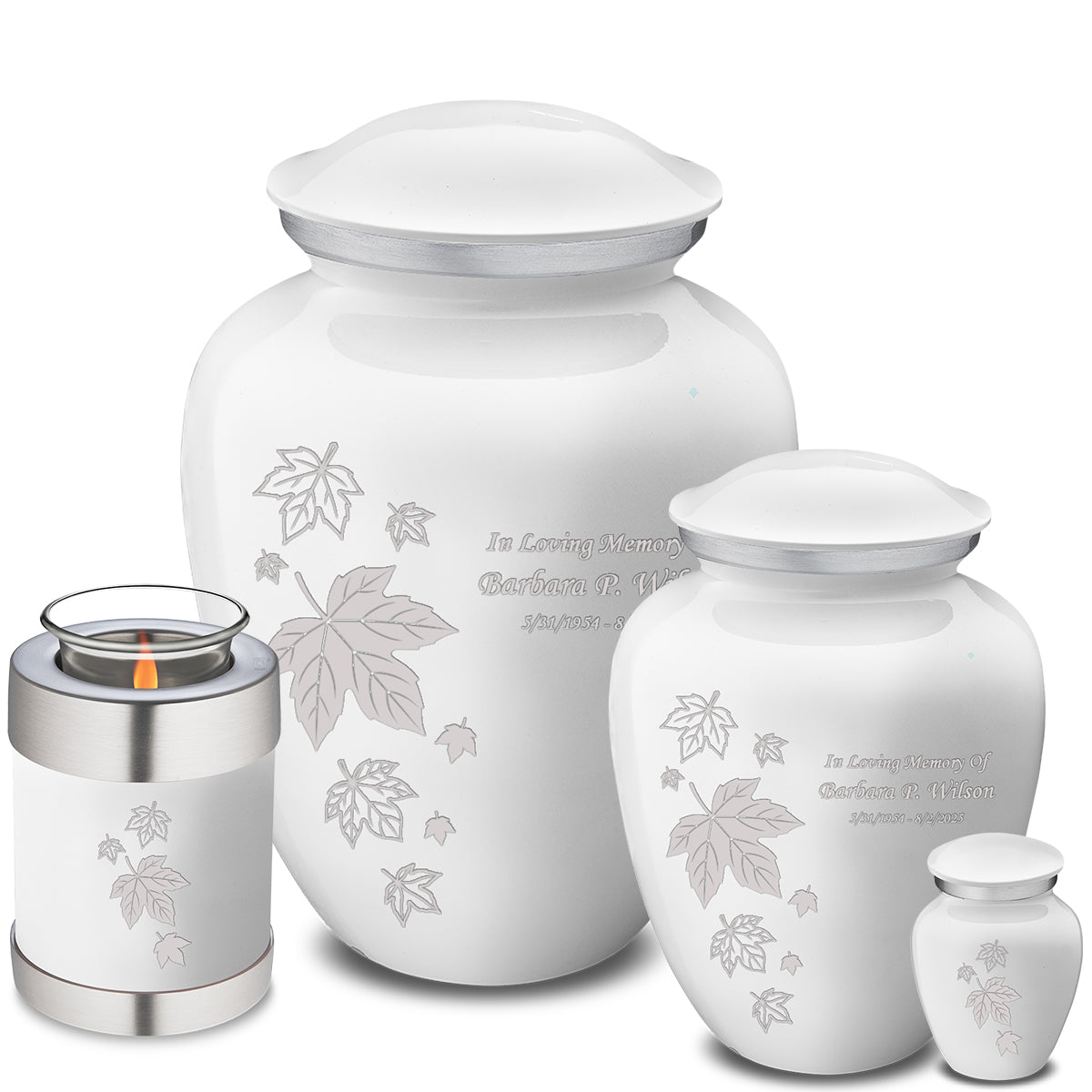 Keepsake Embrace White Falling Leaves Cremation Urn