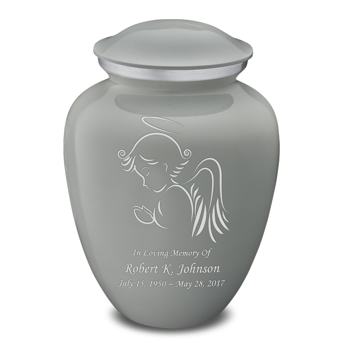 Medium Embrace Slate Grey Angel Cremation Urn