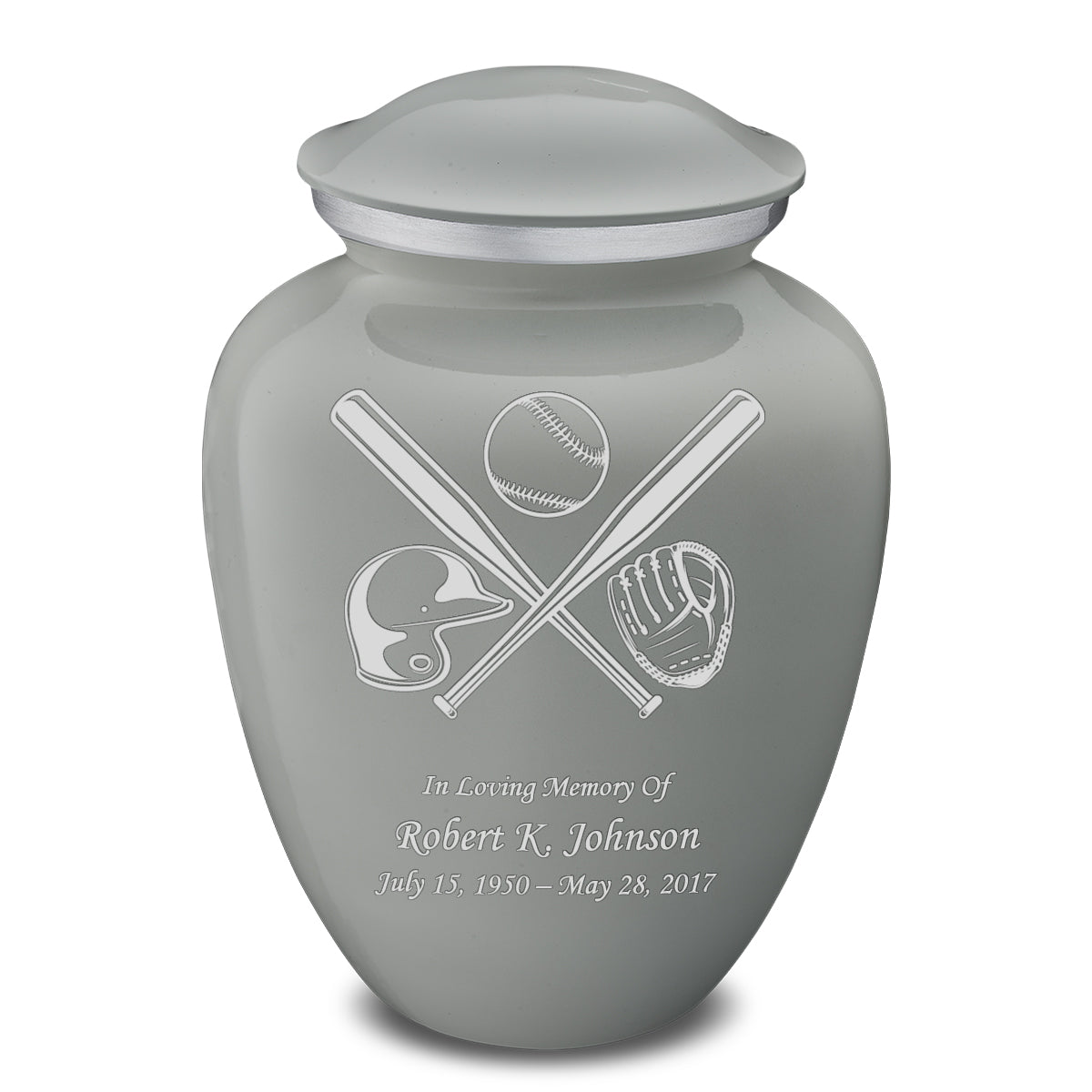 Adult Embrace Slate Grey Baseball Cremation Urn