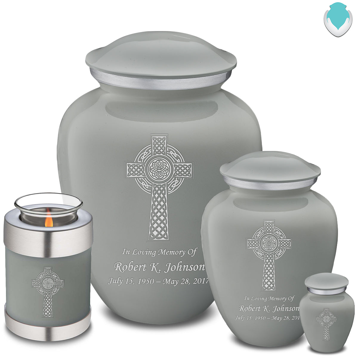 Medium Embrace Slate Grey Celtic Cross Cremation Urn