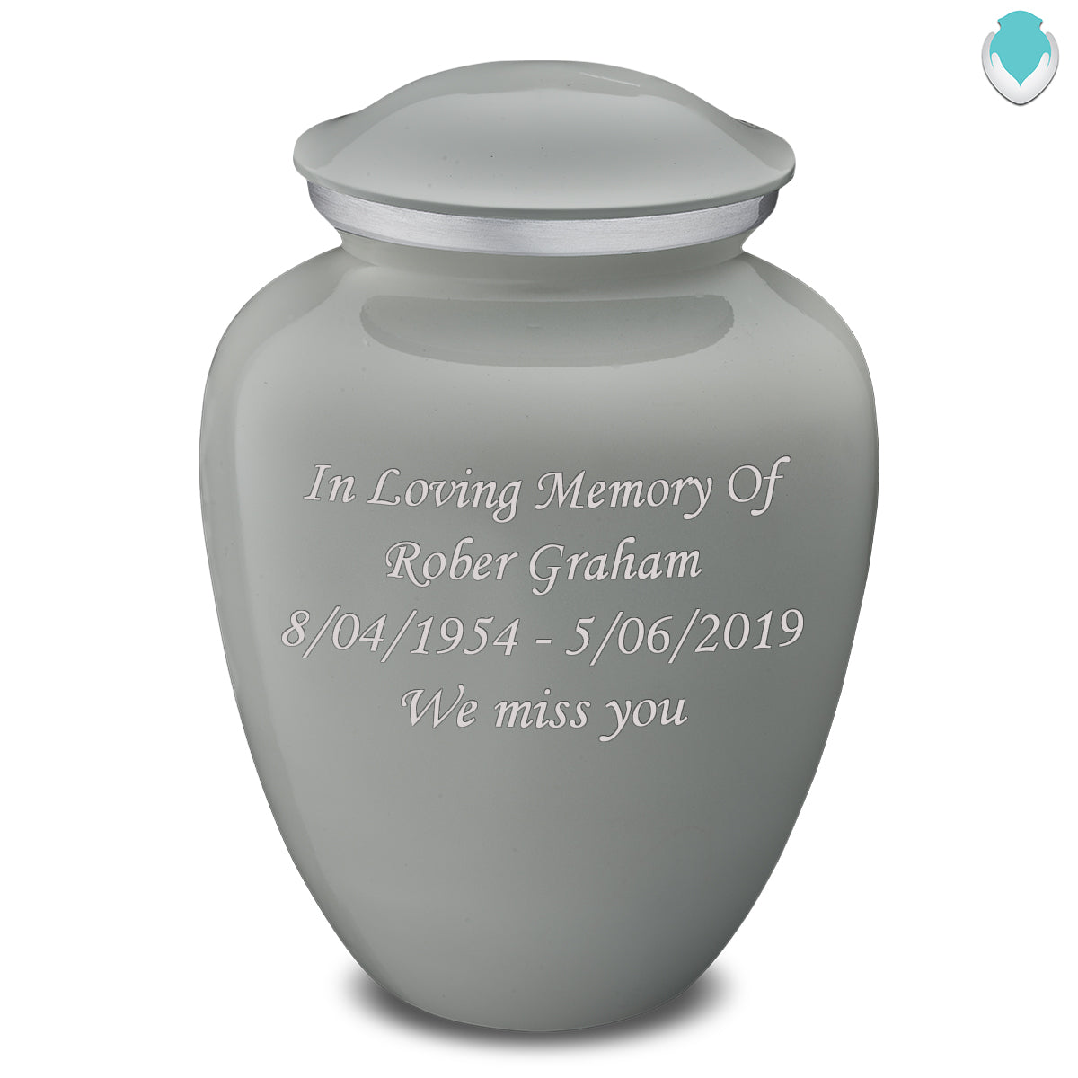 Adult Embrace Slate Grey Custom Engraved Cremation Urn