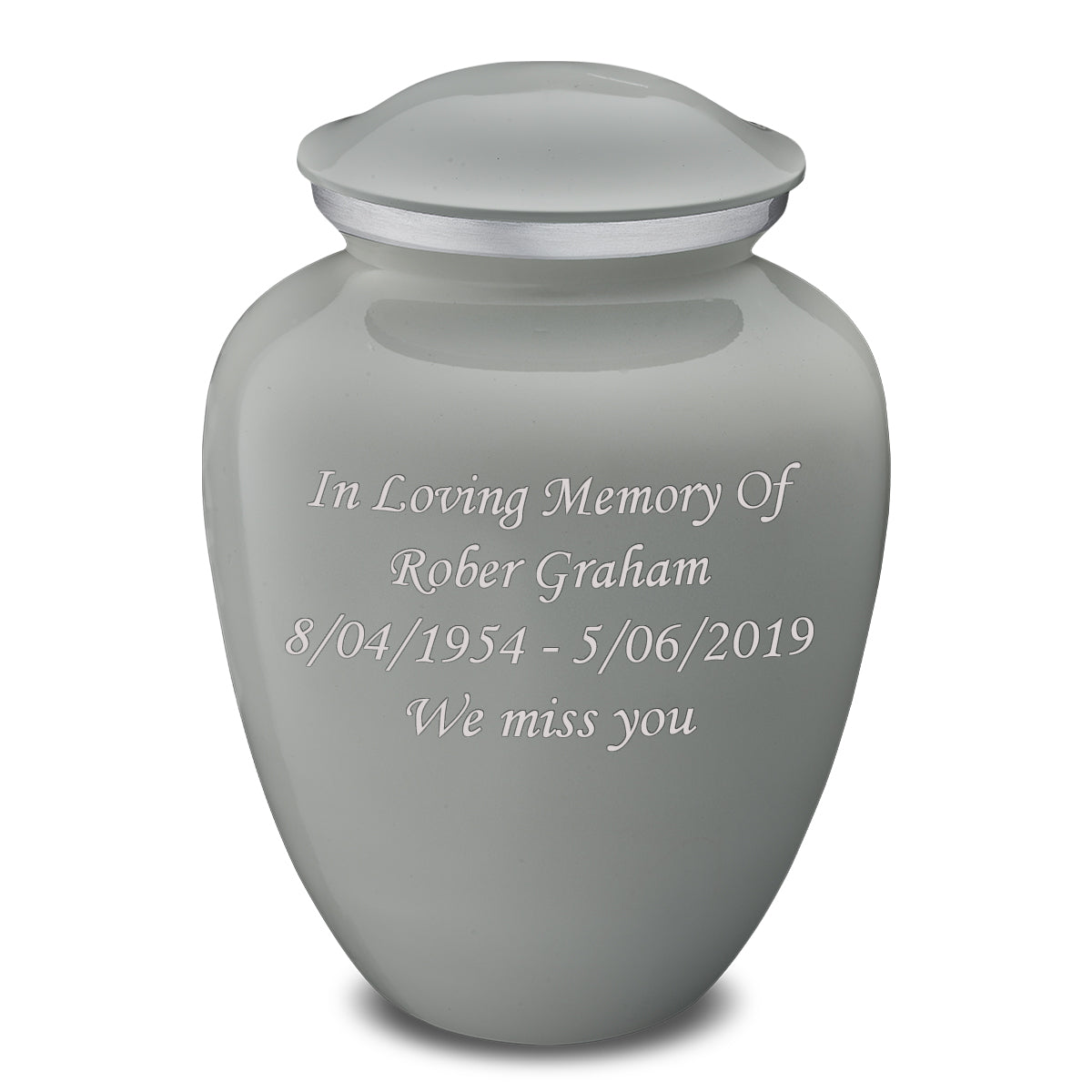 Adult Embrace Slate Grey Custom Engraved Cremation Urn