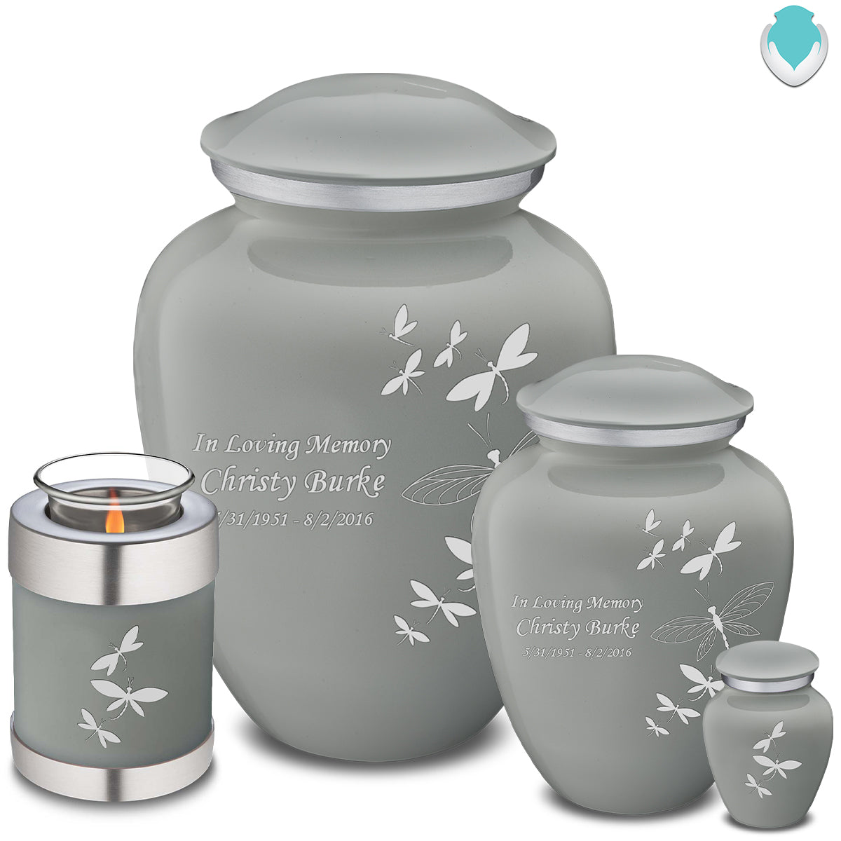 Keepsake Embrace Slate Grey Dragonflies Cremation Urn