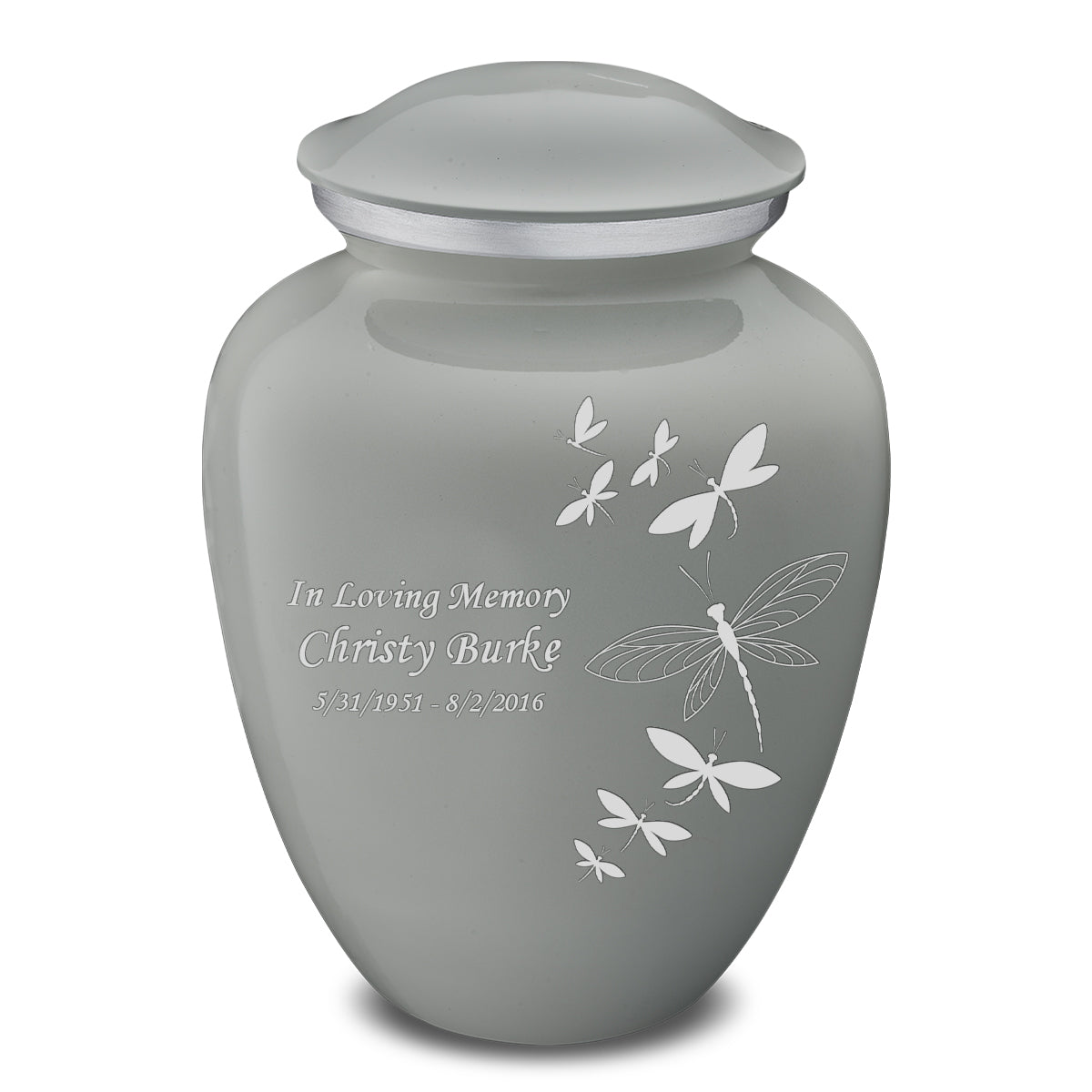 Medium Embrace Slate Grey Dragonflies Cremation Urn