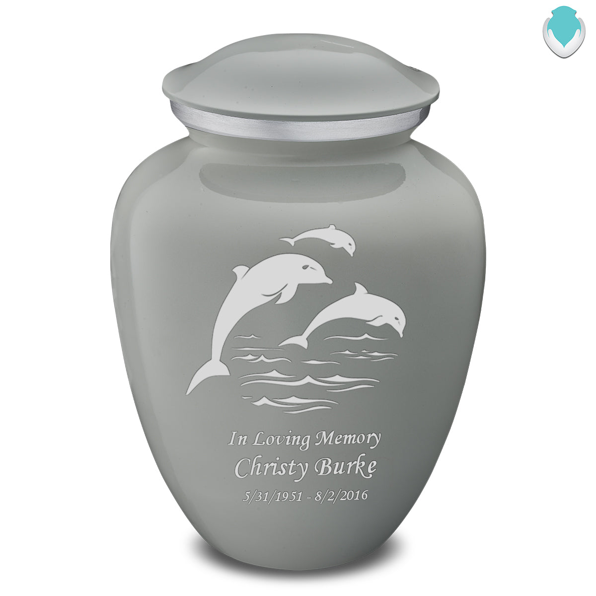 Medium Embrace Slate Grey Dolphin Cremation Urn