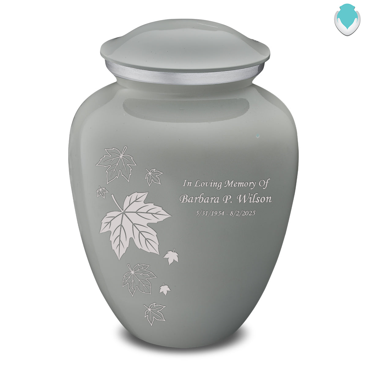 Adult Embrace Slate Grey Falling Leaves Cremation Urn