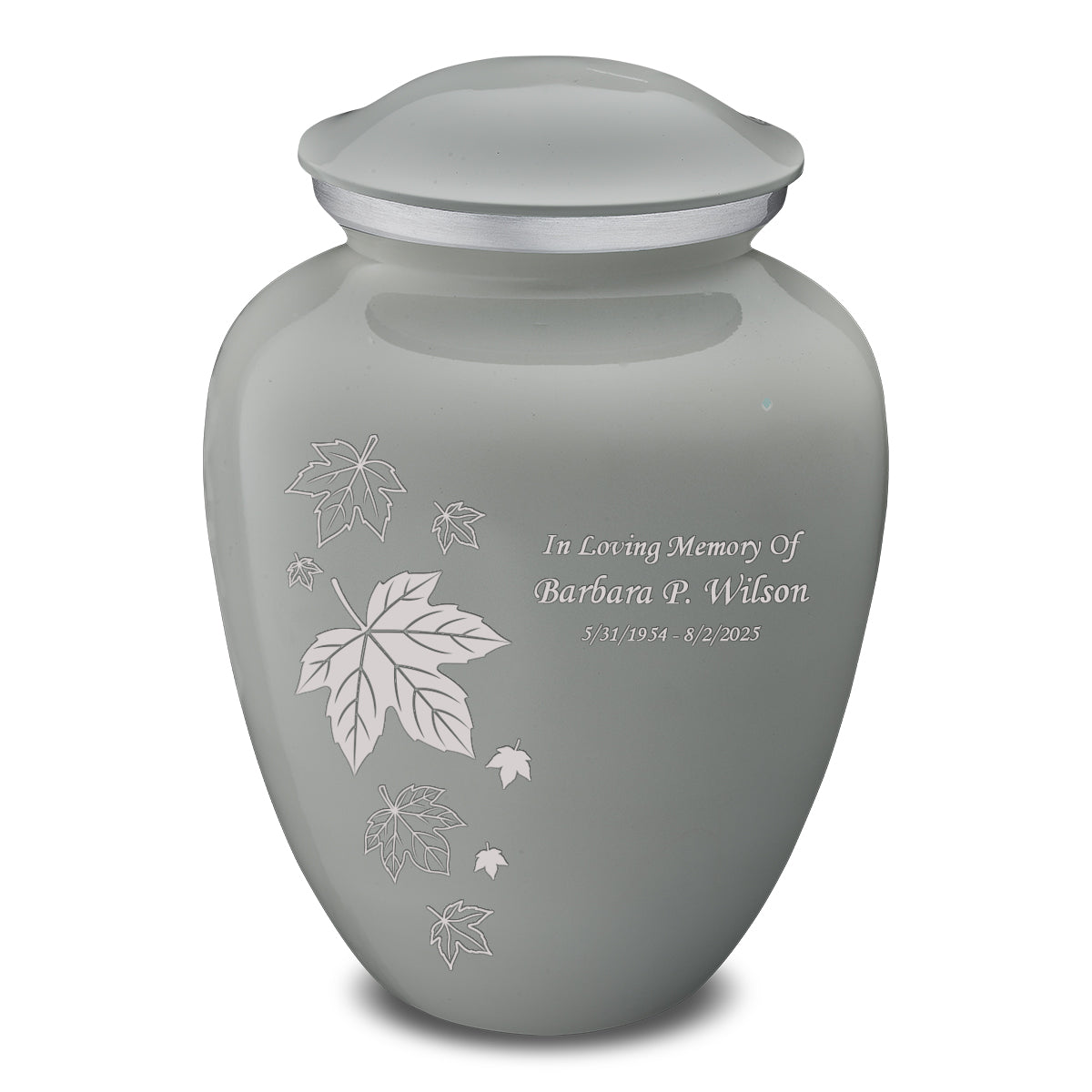 Adult Embrace Slate Grey Falling Leaves Cremation Urn