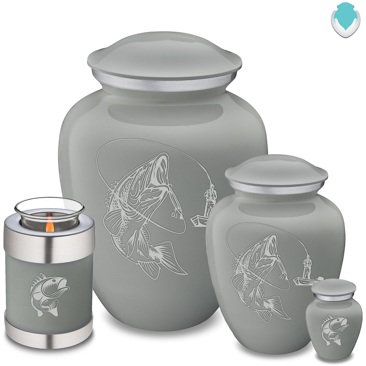Adult Embrace Slate Grey Fishing Cremation Urn