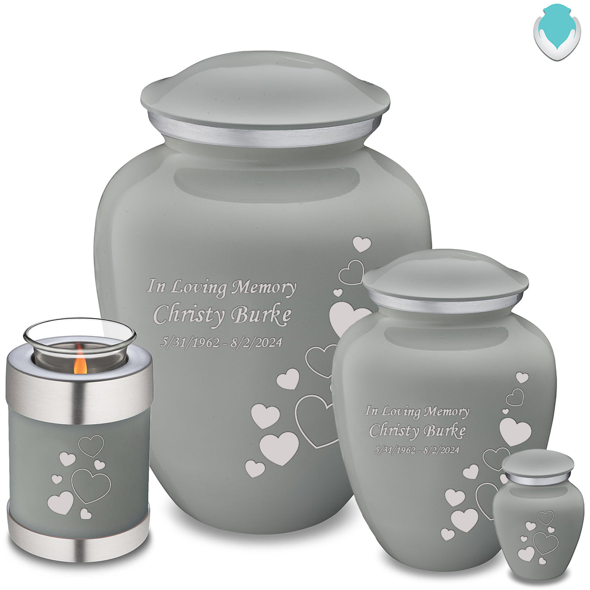 Keepsake Embrace Slate Grey Floating Heart Cremation Urn