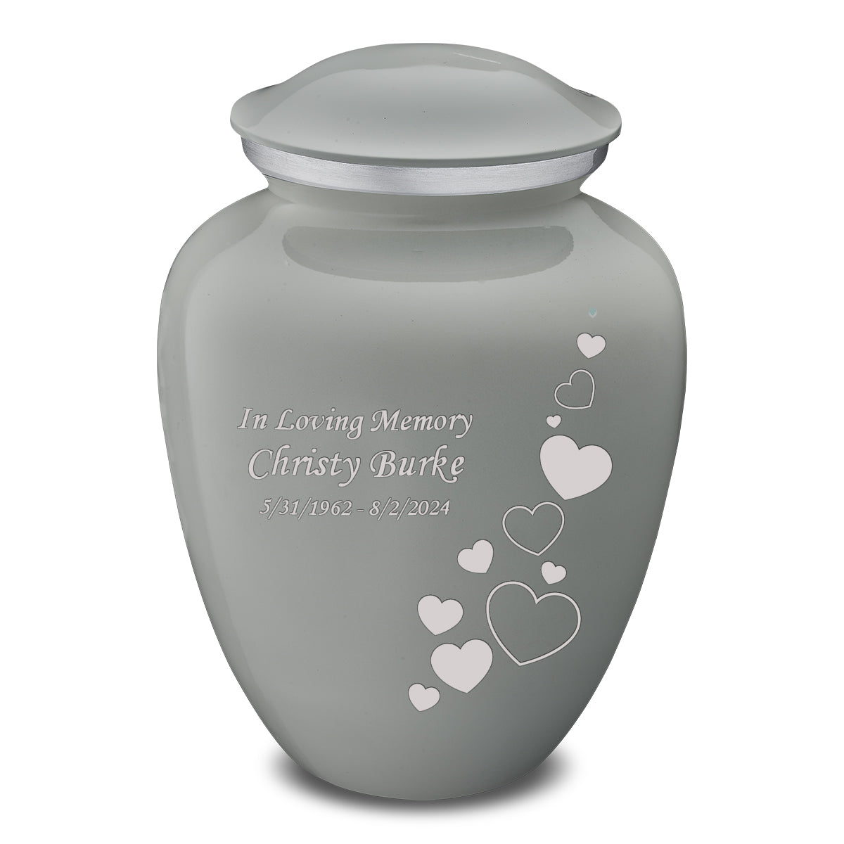 Adult Embrace Slate Grey Floating Heart Cremation Urn