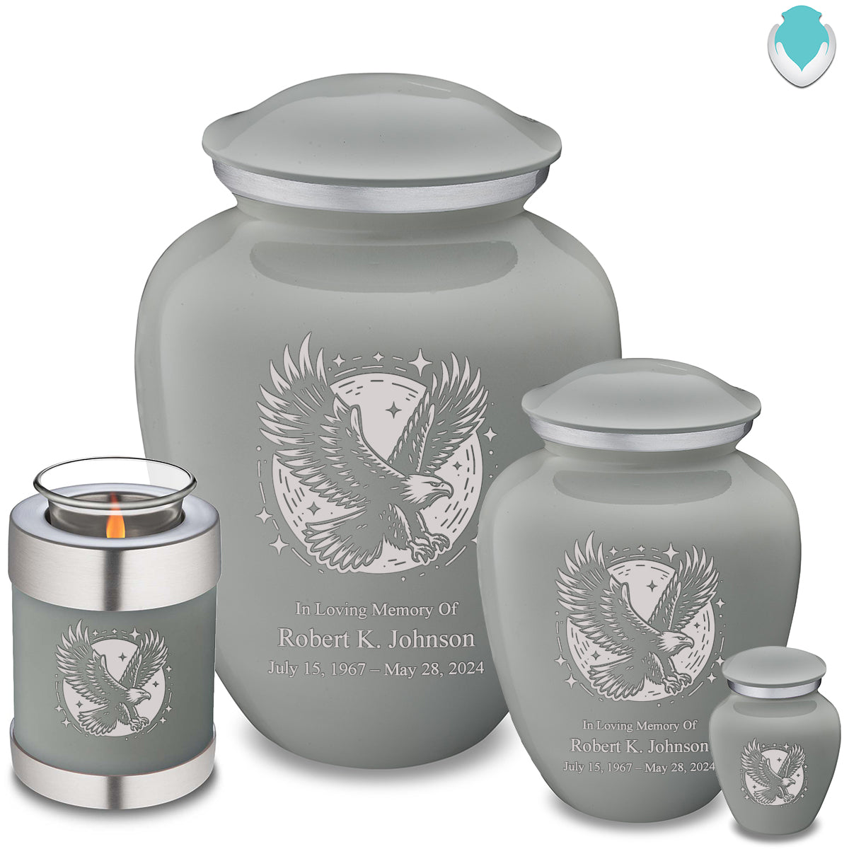 Candle Holder Embrace Slate Grey Flying Eagle Cremation Urn