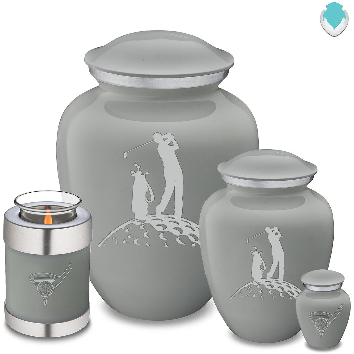 Medium Embrace Slate Grey Golfer Cremation Urn