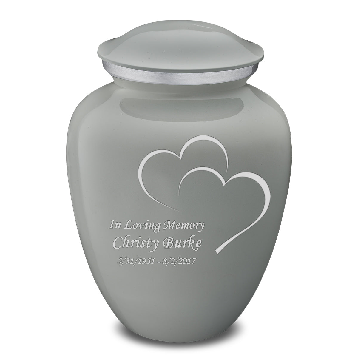 Medium Embrace Slate Grey Hearts Cremation Urn