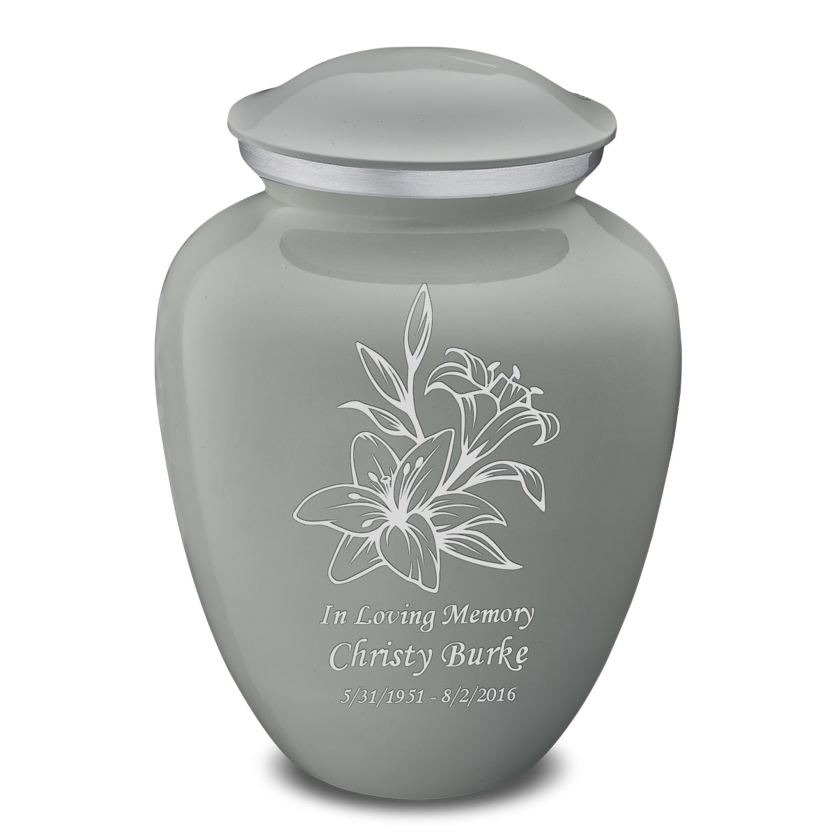 Adult Embrace Slate Grey Lily Cremation Urn