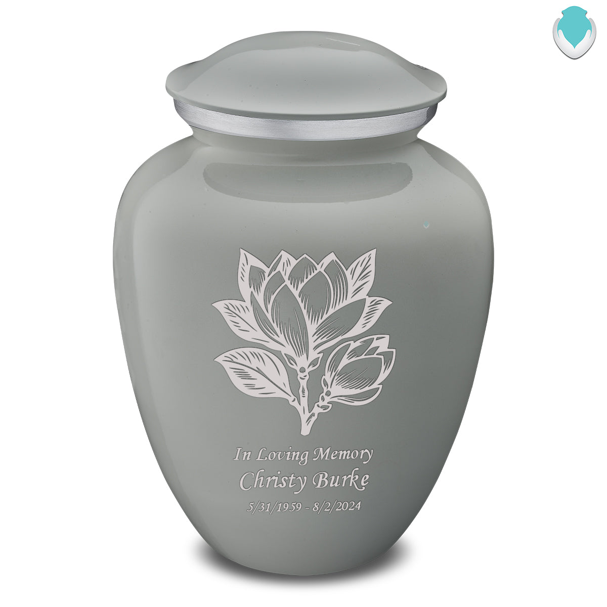 Adult Embrace Slate Grey Magnolia Flower Cremation Urn