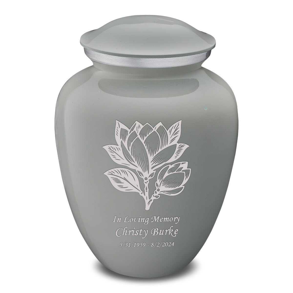 Adult Embrace Slate Grey Magnolia Flower Cremation Urn