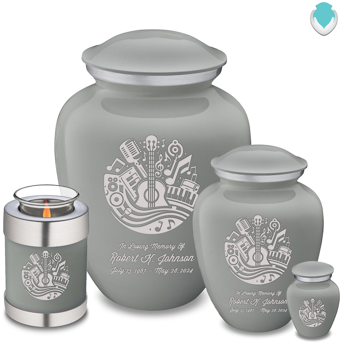 Candle Holder Embrace Slate Grey Music Cremation Urn