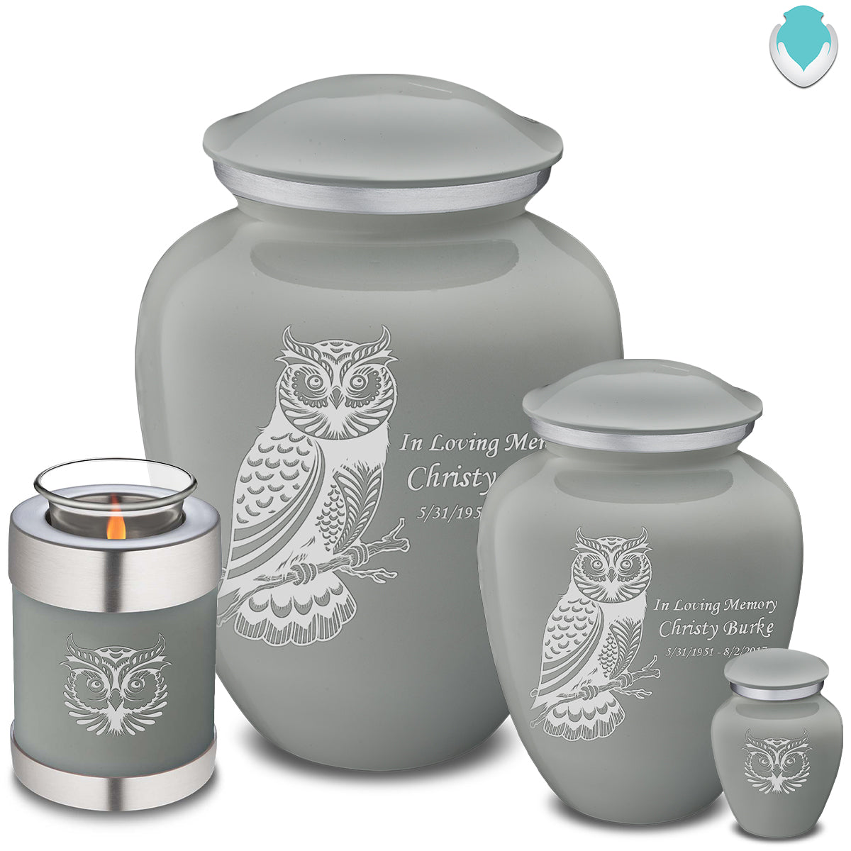 Adult Embrace Slate Grey Owl Cremation Urn