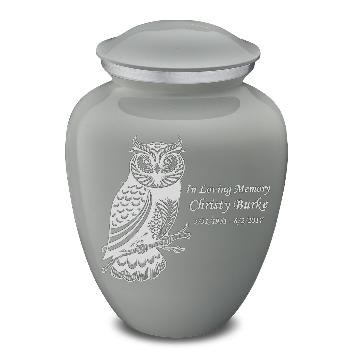 Medium Embrace Slate Grey Owl Cremation Urn