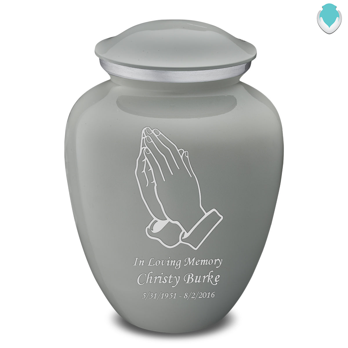 Adult Embrace Slate Grey Praying Hands Cremation Urn