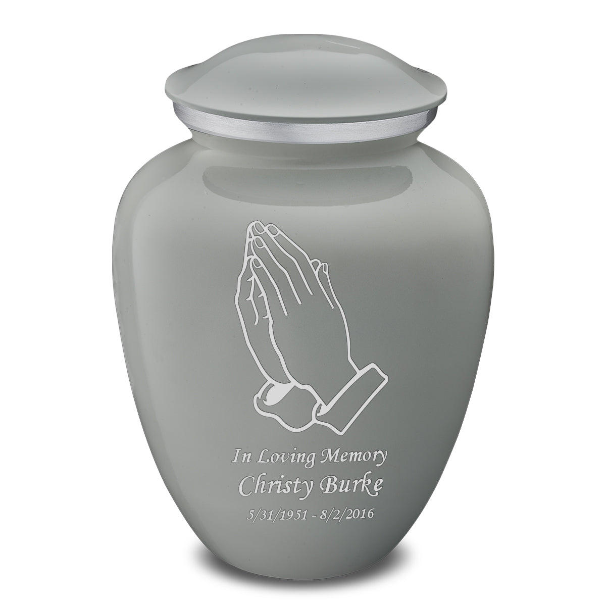 Adult Embrace Slate Grey Praying Hands Cremation Urn