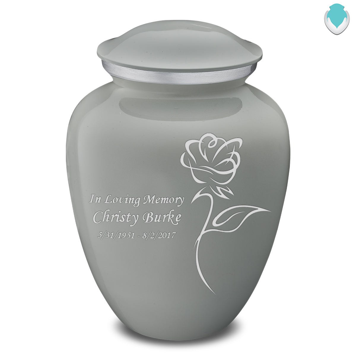 Medium Embrace Slate Grey Roses Cremation Urn