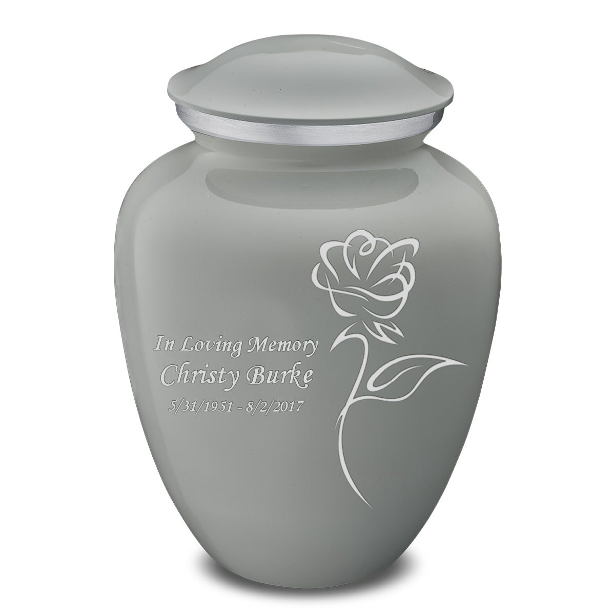 Medium Embrace Slate Grey Roses Cremation Urn
