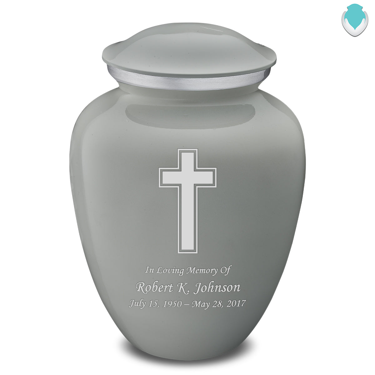 Adult Embrace Slate Grey Simple Cross Cremation Urn