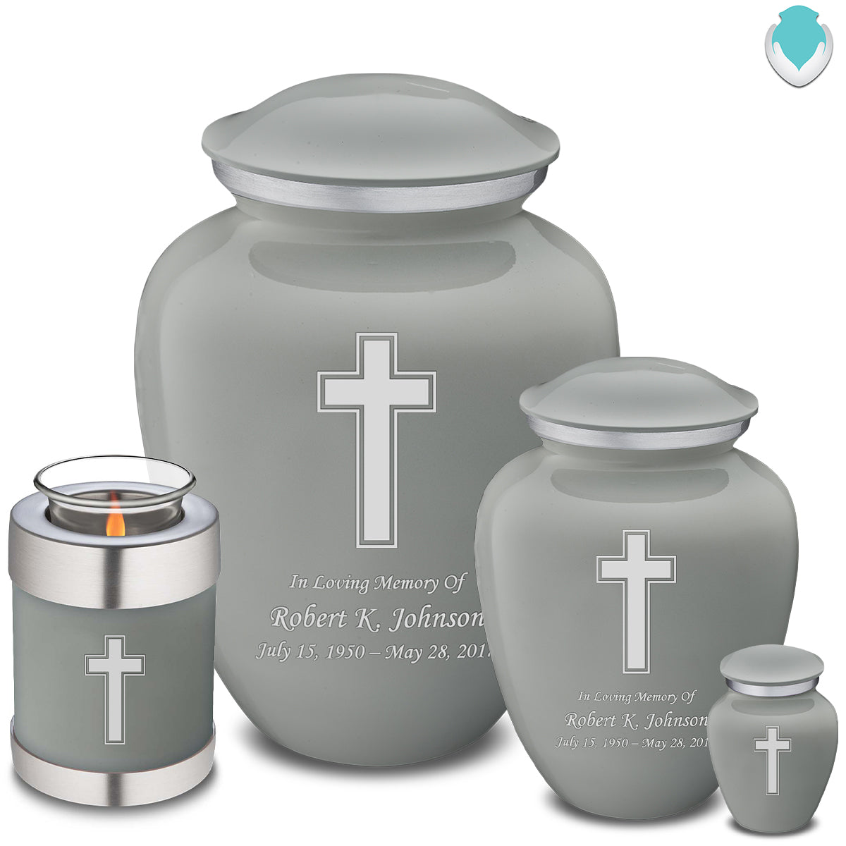 Keepsake Embrace Slate Grey Simple Cross Cremation Urn