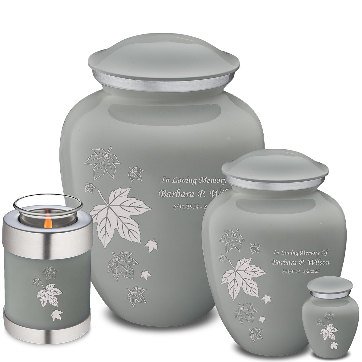 Adult Embrace Slate Grey Falling Leaves Cremation Urn