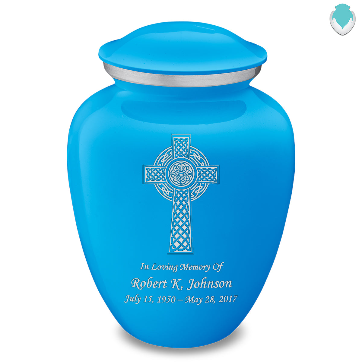Adult Embrace Racing Blue Celtic Cross Cremation Urn