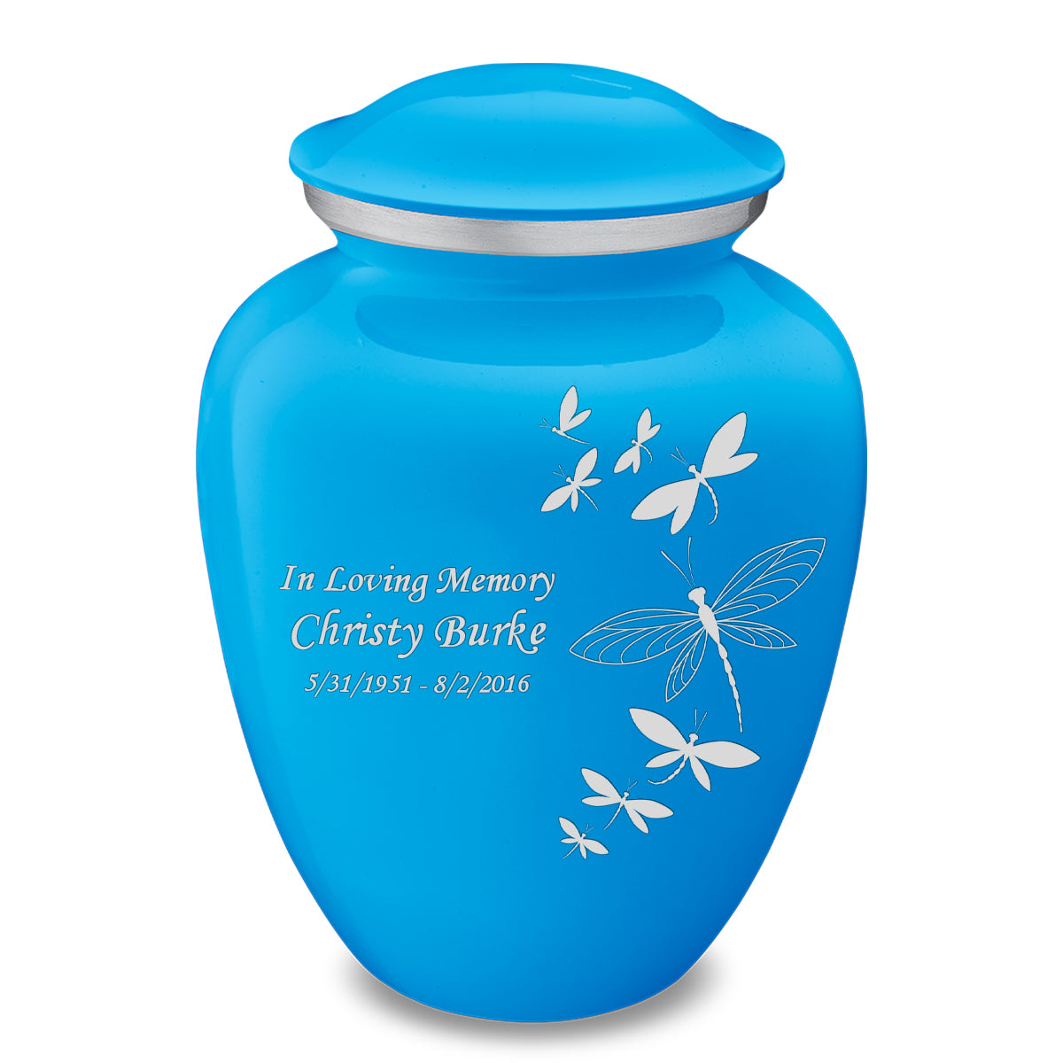 Adult Embrace Racing Blue Dragonflies Cremation Urn