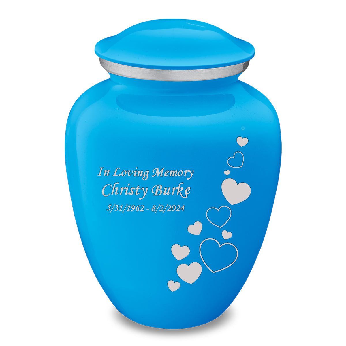 Adult Embrace Racing Blue Floating Heart Cremation Urn