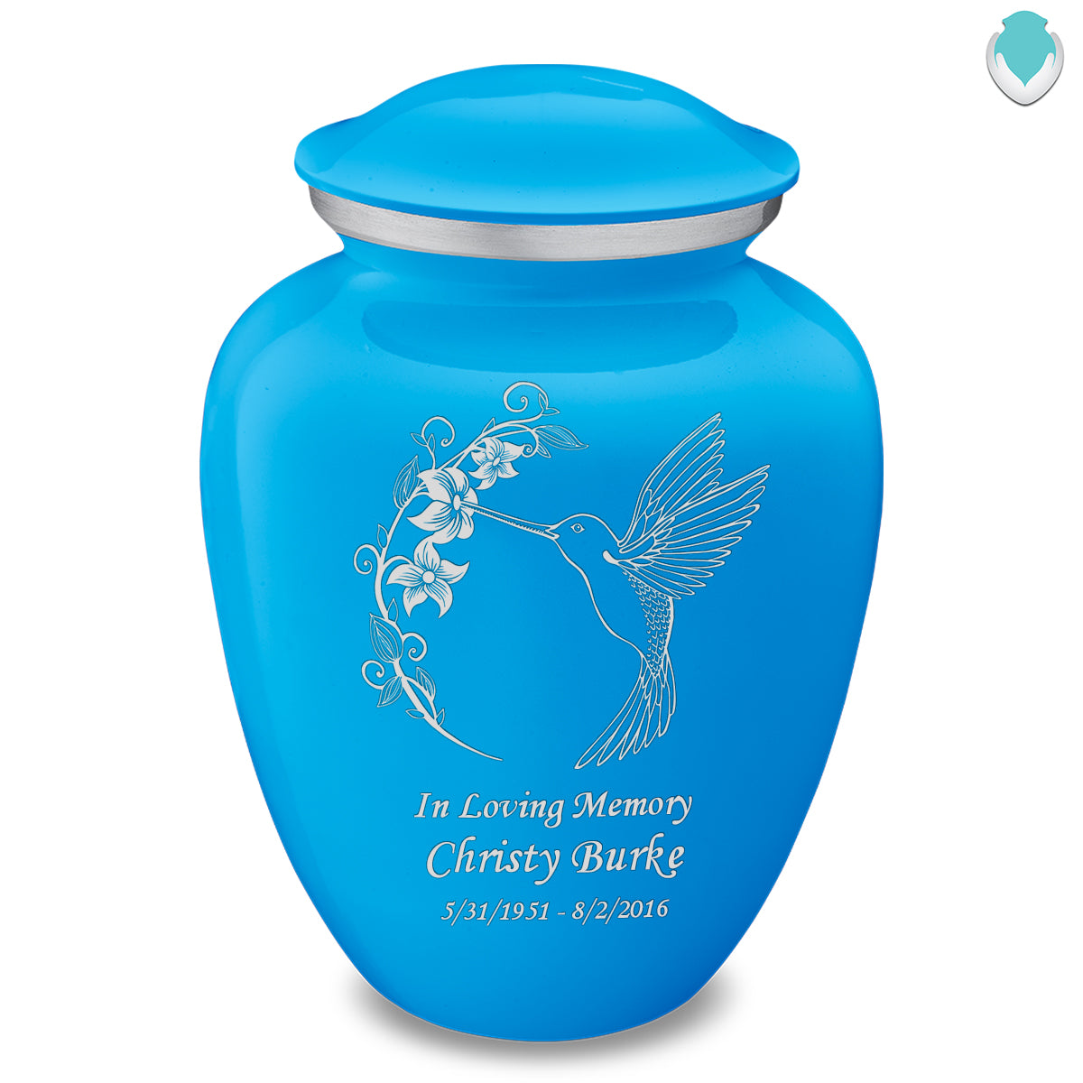 Adult Embrace Racing Blue Hummingbird Cremation Urn
