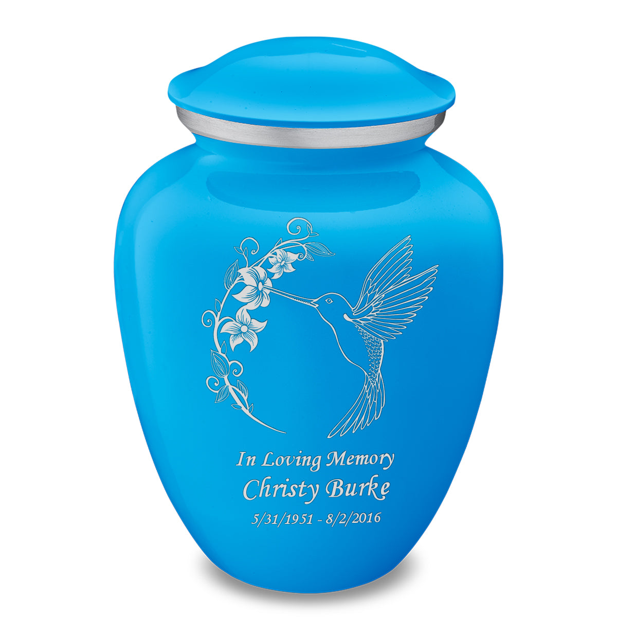 Adult Embrace Racing Blue Hummingbird Cremation Urn