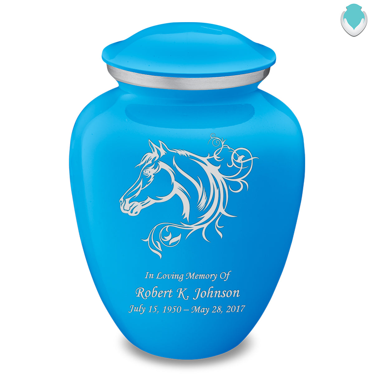 Adult Embrace Racing Blue Horse Cremation Urn