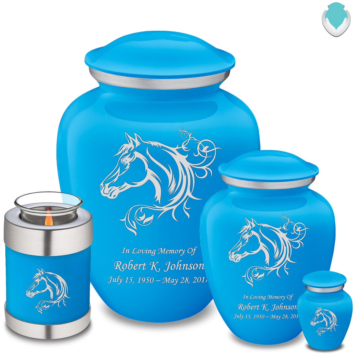 Adult Embrace Racing Blue Horse Cremation Urn