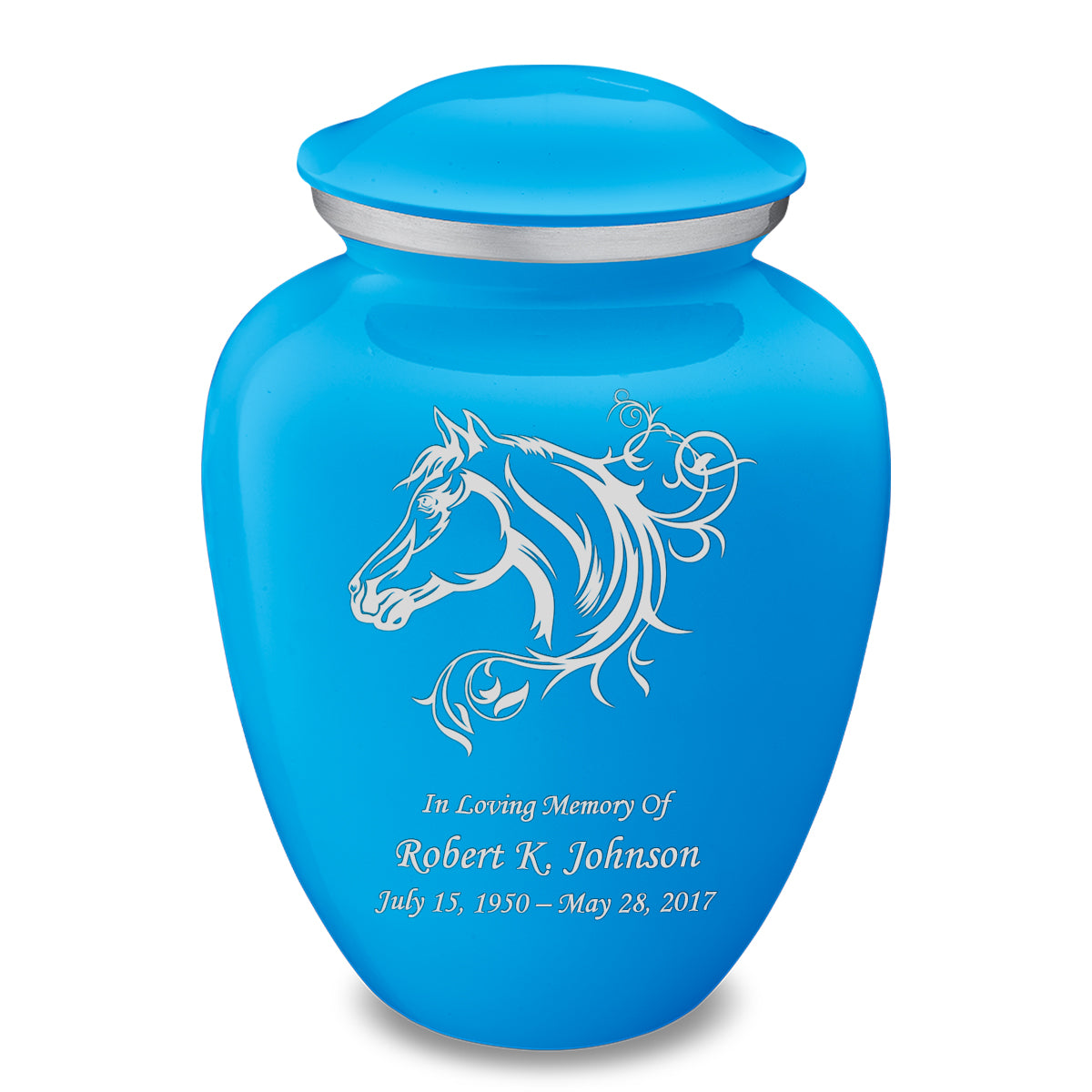 Adult Embrace Racing Blue Horse Cremation Urn
