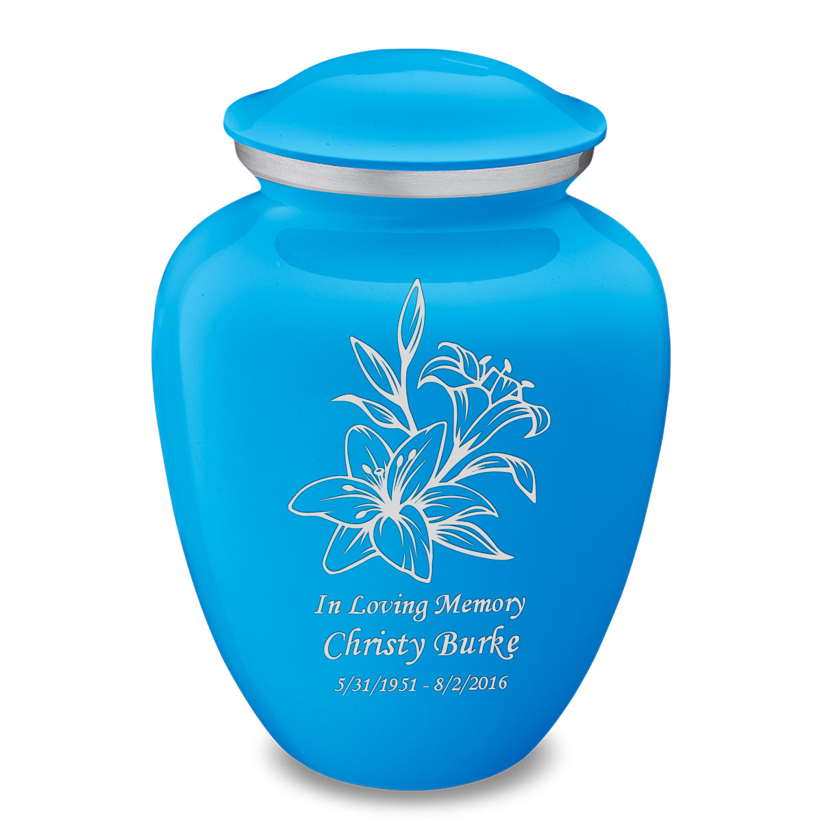 Adult Embrace Racing Blue Lily Cremation Urn