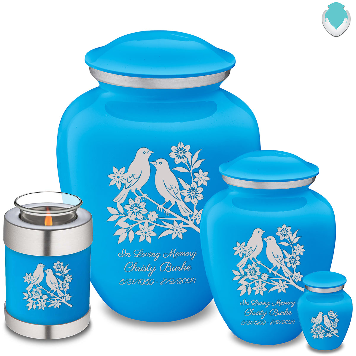 Keepsake Embrace Racing Blue Songbirds Cremation Urn