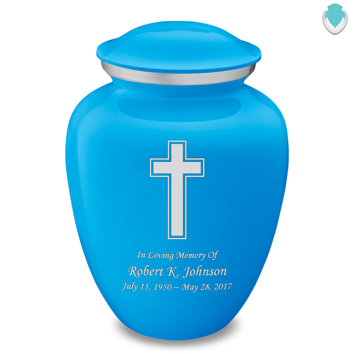 Adult Embrace Racing Blue Simple Cross Cremation Urn