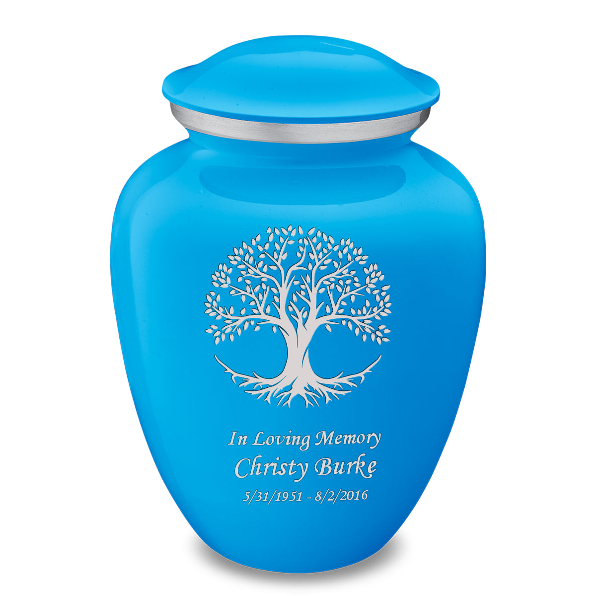 Adult Embrace Racing Blue Tree of Life Cremation Urn